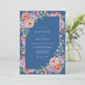 Navy Blue Luminous Spring Wedding 招待状 (スタンド正面)