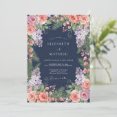 Navy Blue Lush Elegant Wedding 招待状 (スタンド正面)