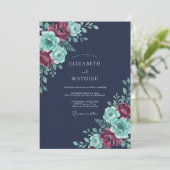Navy Blue Lush Winter Wedding 招待状 (スタンド正面)