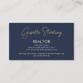 Navy Blue Luxury Realtor QR Code Photo  名刺 (裏面)