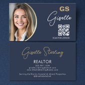 Navy Blue Luxury Realtor QR Code Photo  名刺