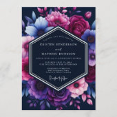 Navy Blue Magnificent Moody Wedding 招待状 (正面)