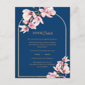 Navy Blue Magnolia Floral Wedding Details エンクロージャーカード (正面)