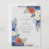 Navy Blue Majestic Autumn Wedding 招待状 (正面)