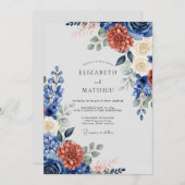 Navy Blue Majestic Autumn Wedding 招待状 (正面/裏面)