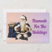 Navy Blue Meditating Santa Holiday Card -Spiritual シーズンカード (正面)