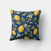 Navy Blue Mediterranean Lemon Blossom Cushion クッション (裏面)