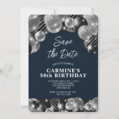 Navy Blue Men's 50th Birthday 招待状 (正面)