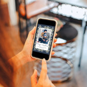 Navy Blue Merry Christmas Floral Photo シーズンカード