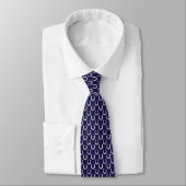 Navy Blue Micro Horseshoe Print Derby Necktie ネクタイ (タイ)
