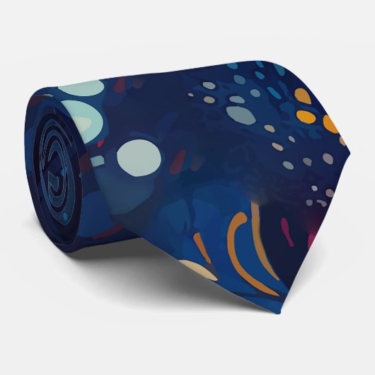 Navy blue midnight swirl galaxy abstract ネクタイ (ロール)