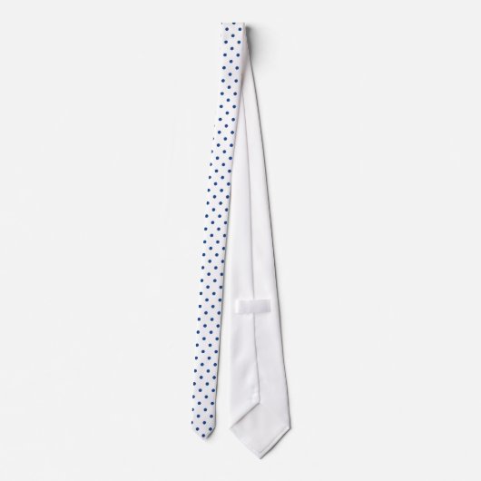 Navy Blue Mini Polka Dot Pattern on White  ネクタイ (裏面)
