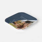 Navy Blue Minimal Minimalist Photo Arch Graduation ペーパープレート (傾斜あり)