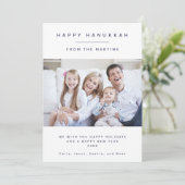 Navy Blue Minimalism | Simple Hanukkah Photo シーズンカード (スタンド正面)
