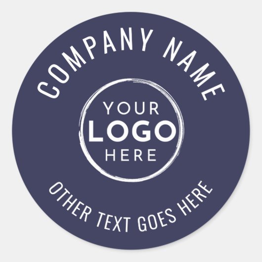 Navy Blue Minimalist Company Logo ラウンドシール (正面)