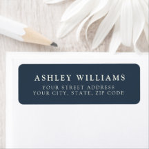 Navy Blue Minimalist Elegant Return Stickers