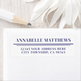 Navy Blue Minimalist Return Address ラベル
