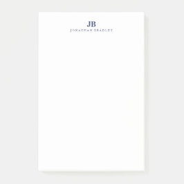 Navy Blue Minimalist Two Letter Monogram Name ポストイット