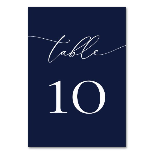 Navy Blue Minimalist Wedding Table Number 1 テーブルナンバー (正面)