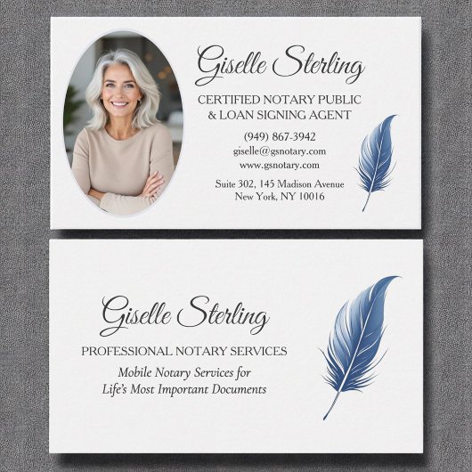 Navy Blue Mobile Notary Public Modern Photo 名刺