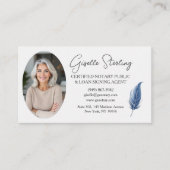 Navy Blue Mobile Notary QR Code Modern Photo  名刺 (正面)