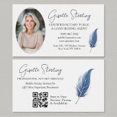 Navy Blue Mobile Notary QR Code Modern Photo  名刺