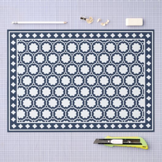 Navy Blue Modern Bone Inlay Decoupage Paper 薄葉紙 (クラフト)