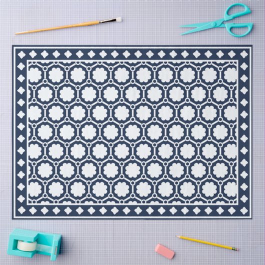 Navy Blue Modern Bone Inlay Decoupage Paper 薄葉紙 (クラフト)