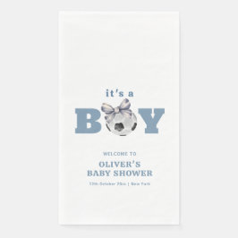 Navy Blue Modern Soccer Boy Baby Shower Welcome