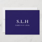 Navy Blue Monogram From Desk Note Card ノートカード (裏面)