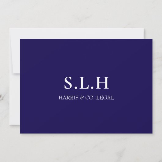Navy Blue Monogram From Desk Note Card ノートカード (裏面)