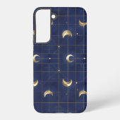Navy Blue Moon and Gold Grid Design Samsung Galaxyケース (裏面)