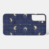 Navy Blue Moon and Gold Grid Design Samsung Galaxyケース (裏面横)