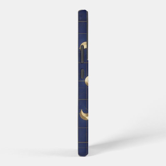 Navy Blue Moon and Gold Grid Design Samsung Galaxyケース (右側面)