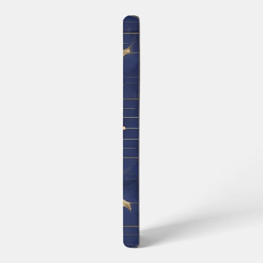 Navy Blue Moon and Gold Grid Design Samsung Galaxyケース (左側面)