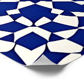Navy Blue Mosaic Geometric Pattern ポスター (角)