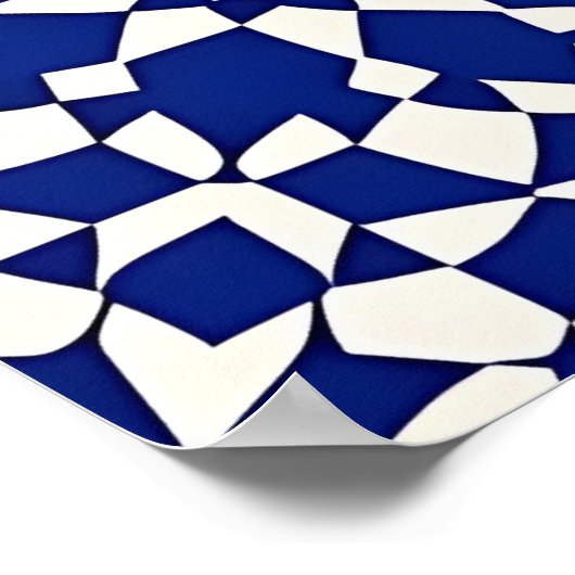 Navy Blue Mosaic Geometric Pattern ポスター (角)