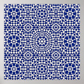 Navy Blue Mosaic Geometric Pattern ポスター (正面)