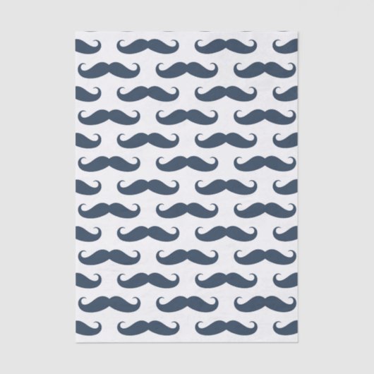 Navy Blue Mustache Pattern Father's Day 薄葉紙 (正面)