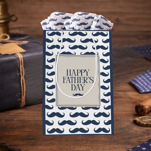 Navy Blue Mustache Pattern Father's Day 薄葉紙