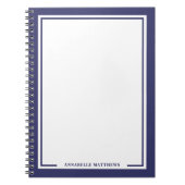 Navy Blue Name Monogram ノートブック (正面)