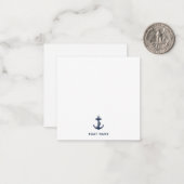 Navy Blue Nautical Anchor Boat Name Custom ノートカード (正面/裏面インサイチュ)