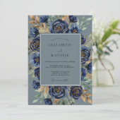 Navy Blue Opulent Winter Wedding 招待状 (スタンド正面)