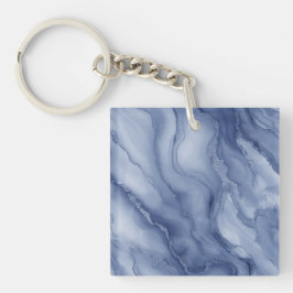 Navy- Blue Organic Marble-Like Texture キーホルダー