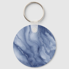 Navy- Blue Organic Marble-Like Texture キーホルダー