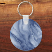 Navy- Blue Organic Marble-Like Texture キーホルダー (正面)