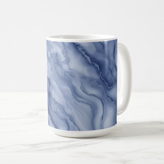 Navy- Blue Organic Marble-Like Texture コーヒーマグカップ (正面右)