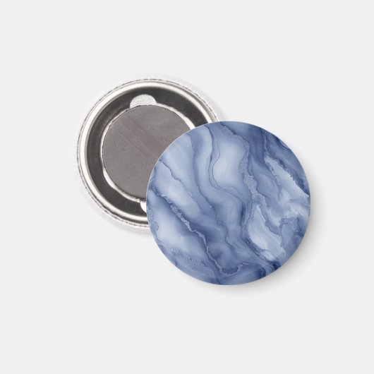 Navy- Blue Organic Marble-Like Texture マグネット (正面/裏面)