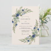 Navy Blue Organic Spring Wedding 招待状 (スタンド正面)