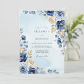 Navy Blue Ornate Winter Wedding 招待状 (スタンド正面)